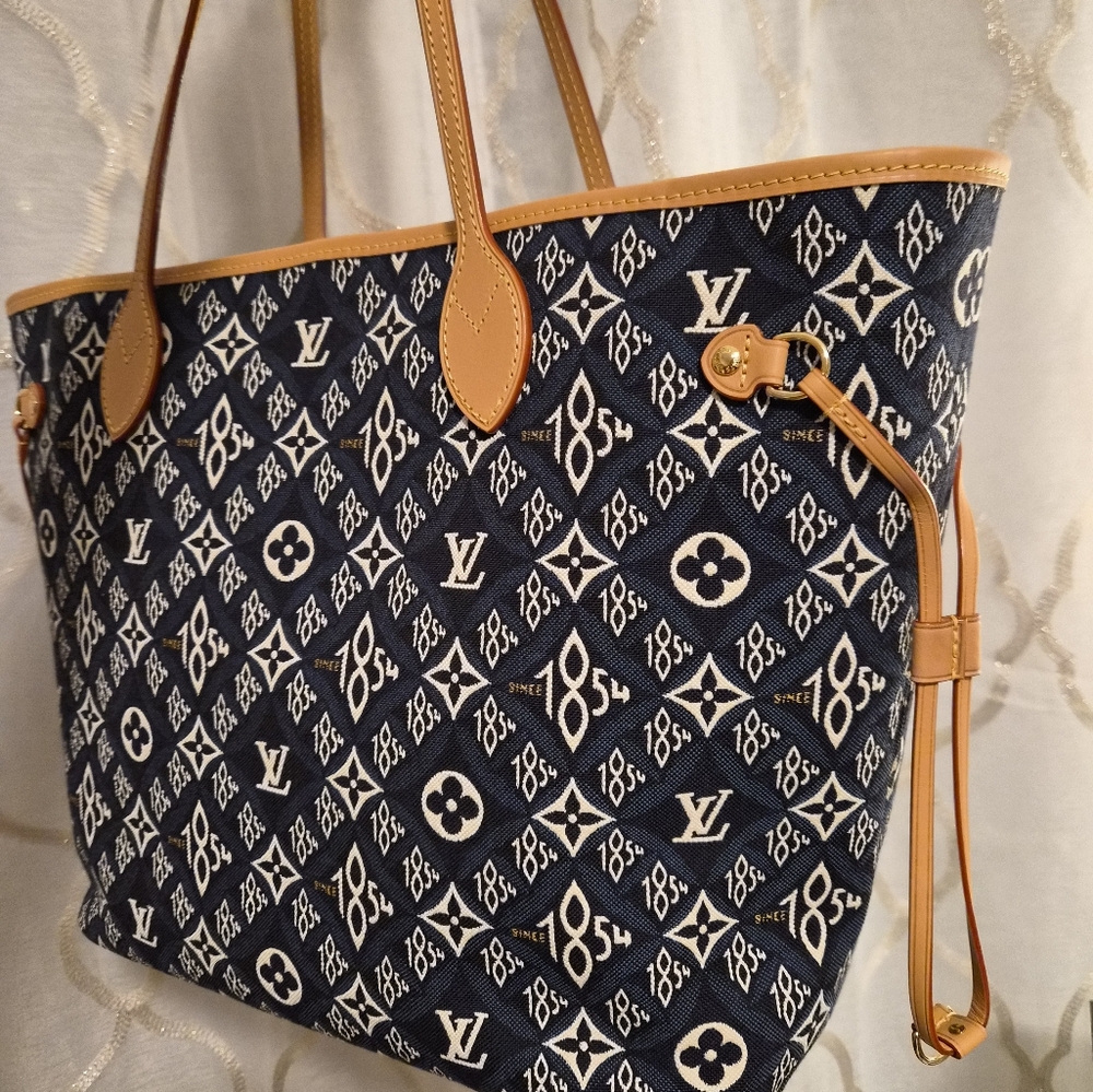 SOLD🩵Louis Vuitton 1854 Jacquard Neverfull MM Tote Bag with Wristlet - Picture 4 of 13